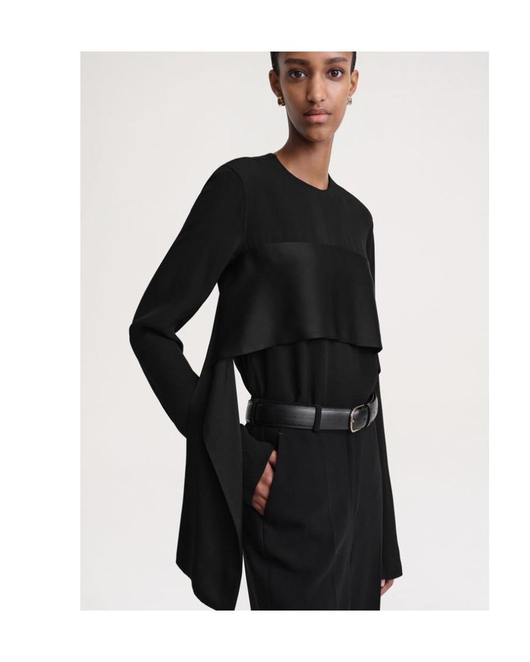 Totême Black Totême Rear-Tie Fastened Long-Sleeved Top