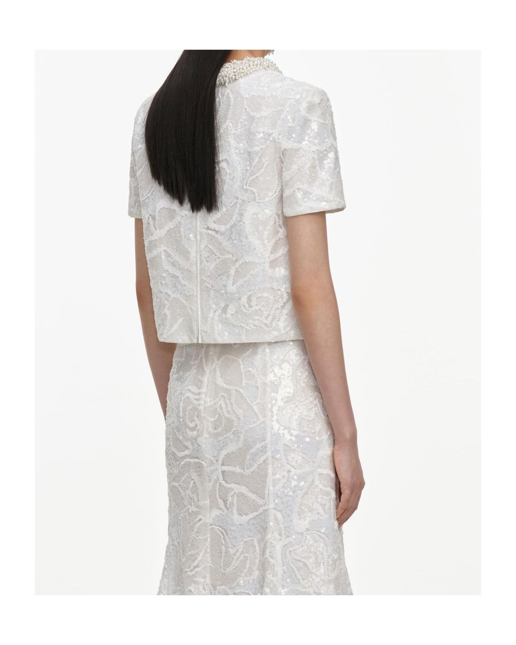 Self-Portrait White Sequin Lace Top
