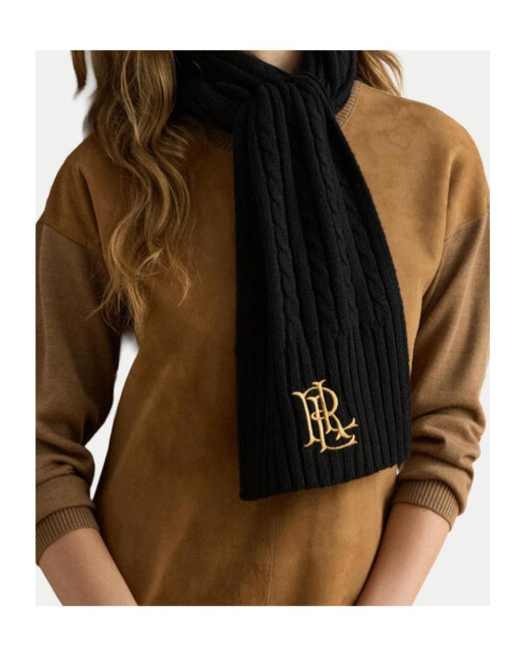 Ralph Lauren Black Ribbed Scarf