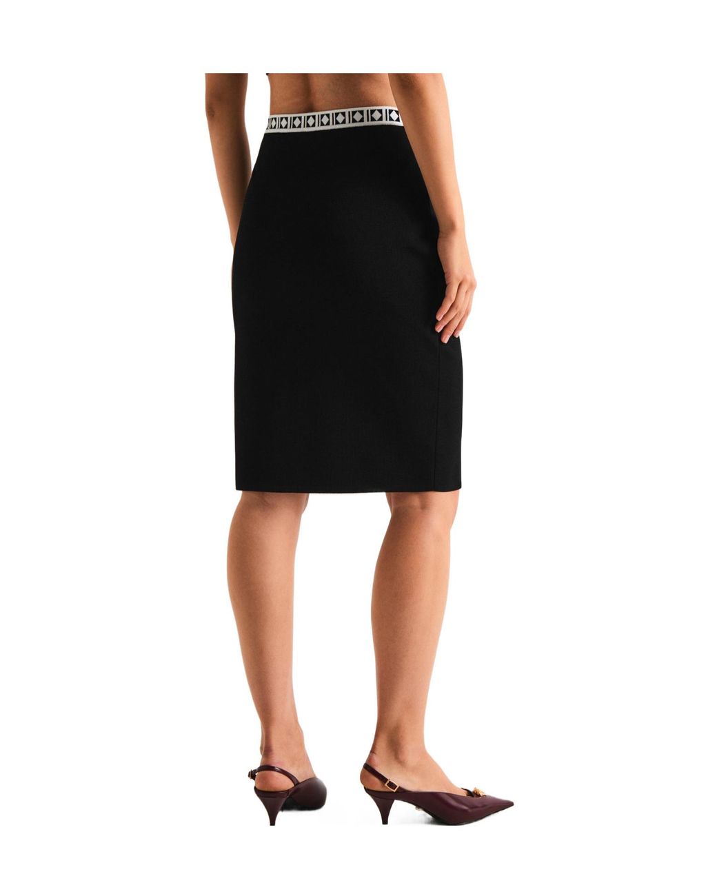 Versace Black Knit Midi Pencil Skirt