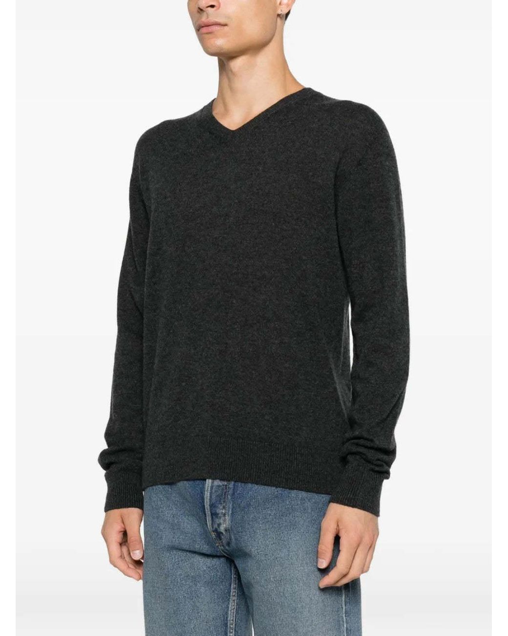 The Row Gray Long-Sleeve V-Neck Top for men