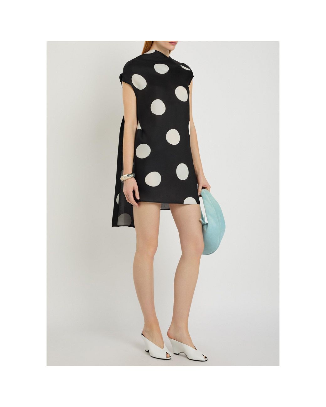 Khaite Black Polka Dot Silk Dress