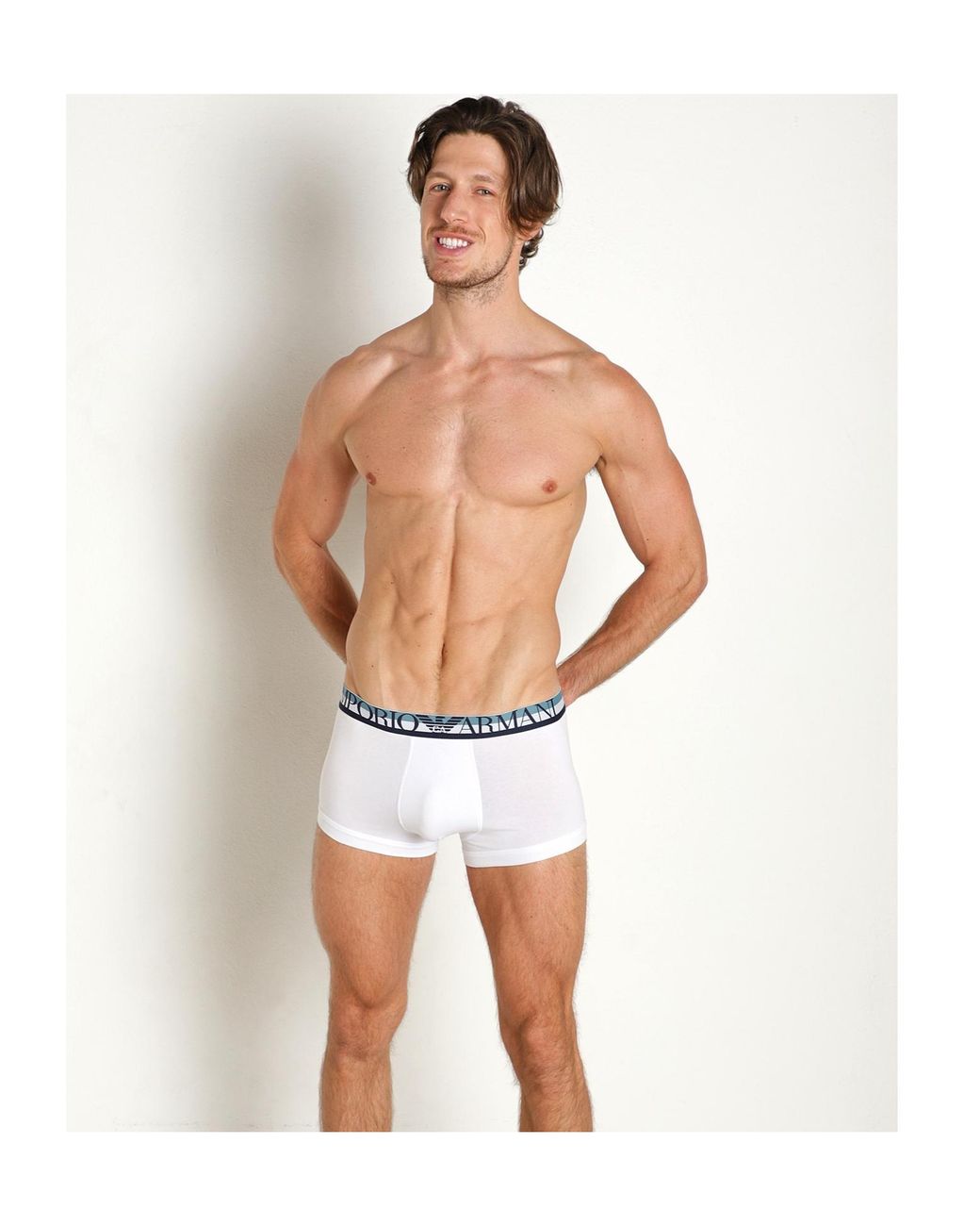 Emporio Armani White Elastic Waist Trunks for men