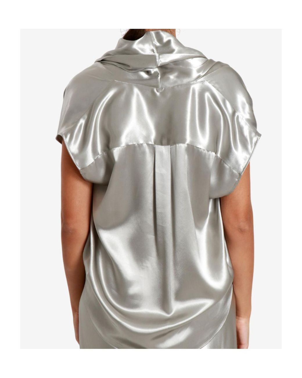 Alberta Ferretti Gray Pleated Shirt