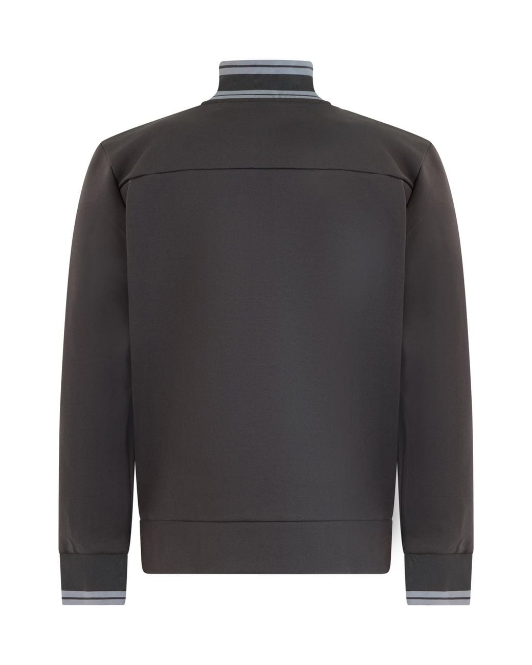 Boss Gray Boss Striped Trim Zip-Up Sweatshirt for men