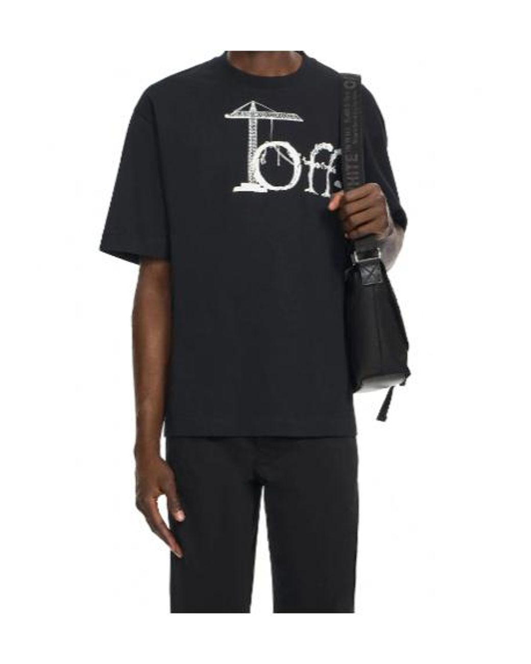 Off-White c/o Virgil Abloh Black Logo Printed Crewneck T-Shirt for men
