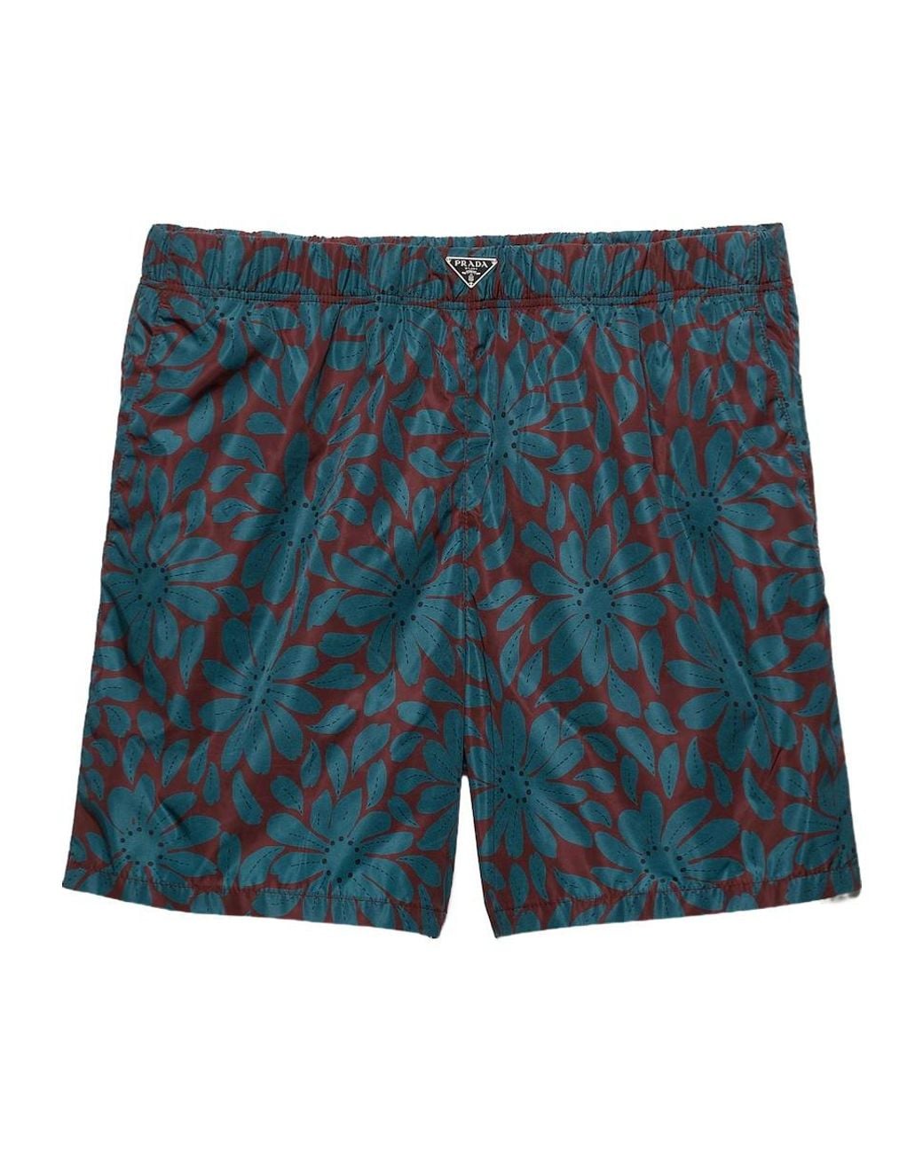 Prada Blue Triangle-Logo Mid-Rise Swim Shorts for men