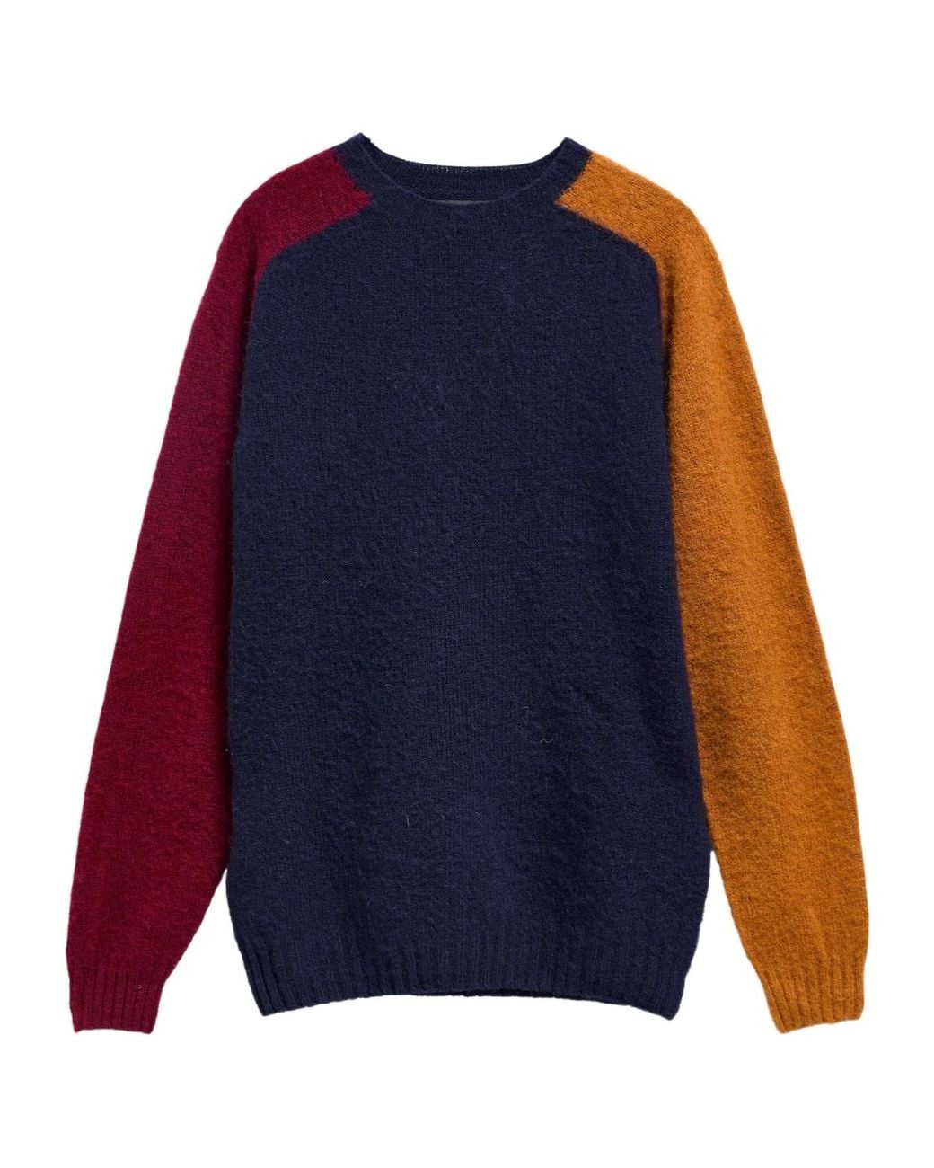 Barbour Blue Crew Neck Color Block Knit Sweater for men