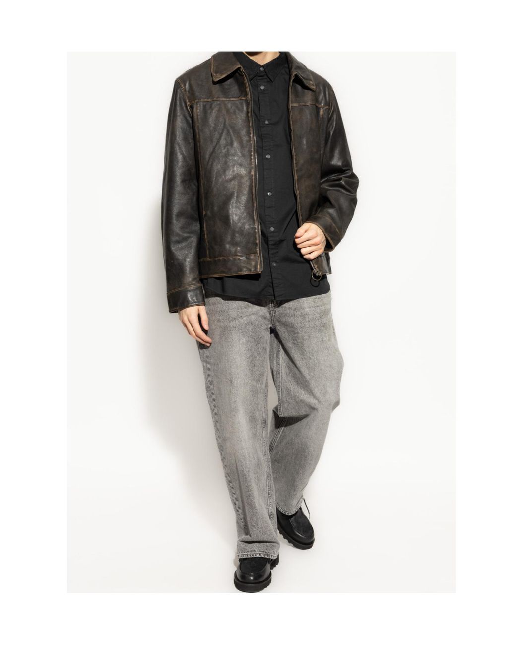 AllSaints Black Shirt Hawthor for men