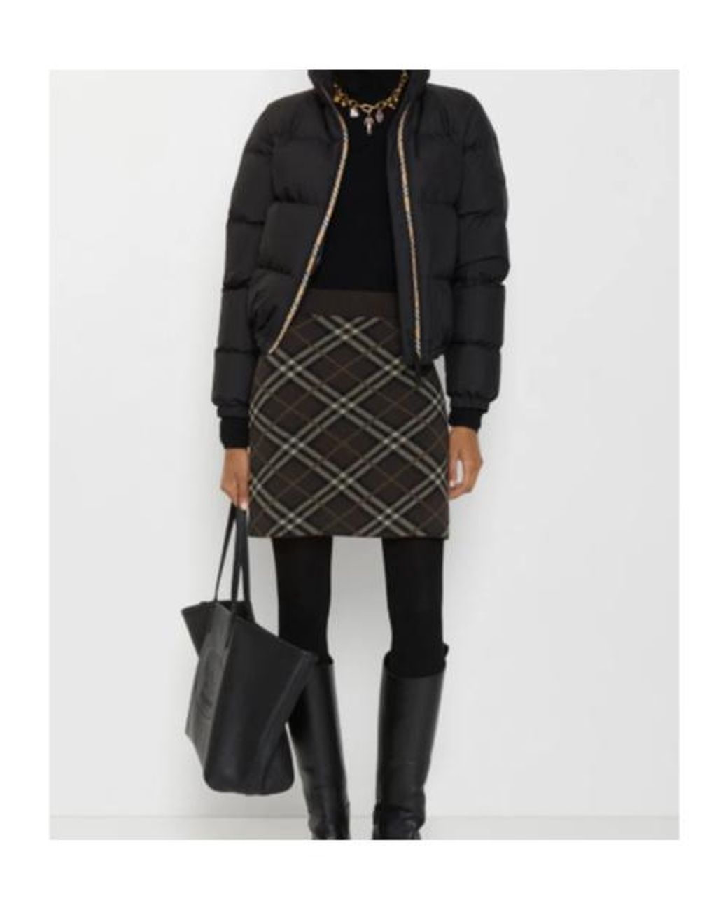 Burberry Black Checked Knitted Skirt