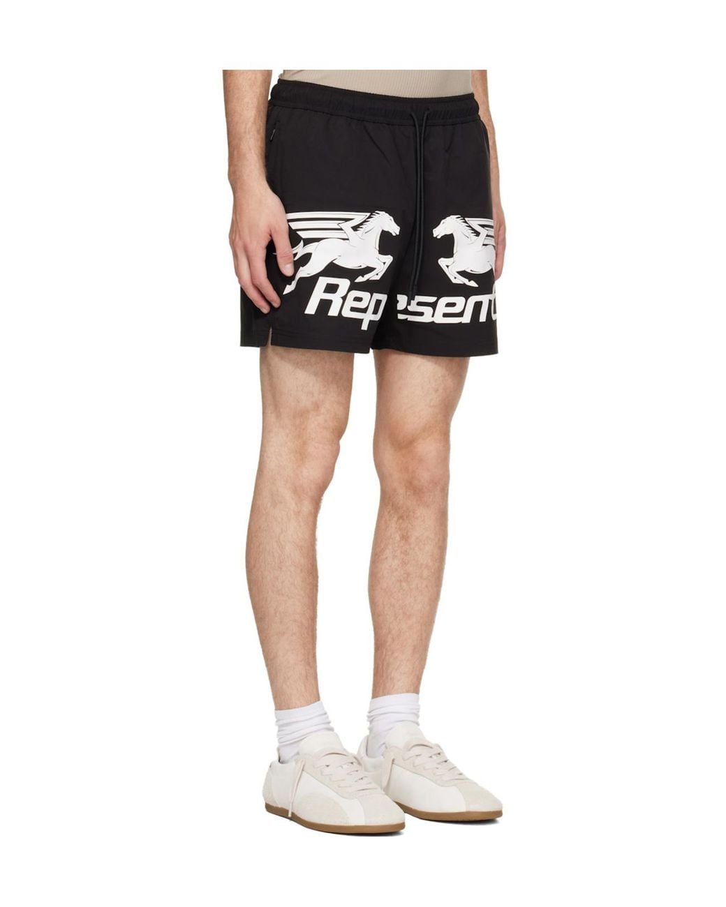Represent Black Nothing Faster Drawstring Swim Trunks for men