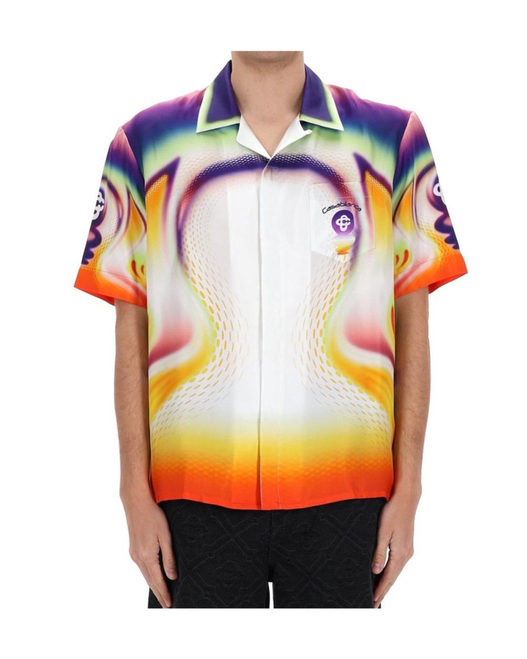 Casablanca Blue Short Sleeve Camp Collar Shirt for men