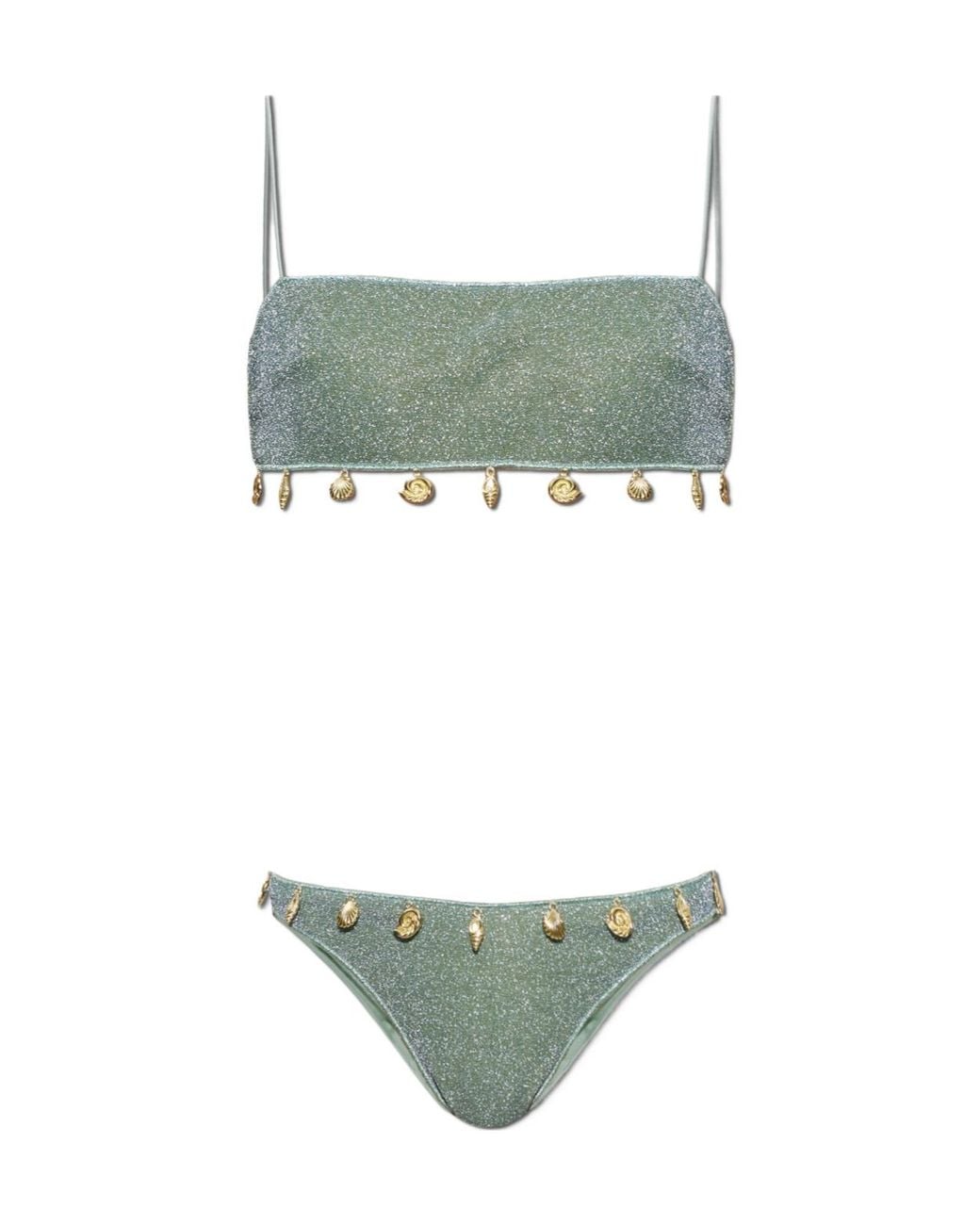 Oseree Green Shell-Charm Metallic Bikini