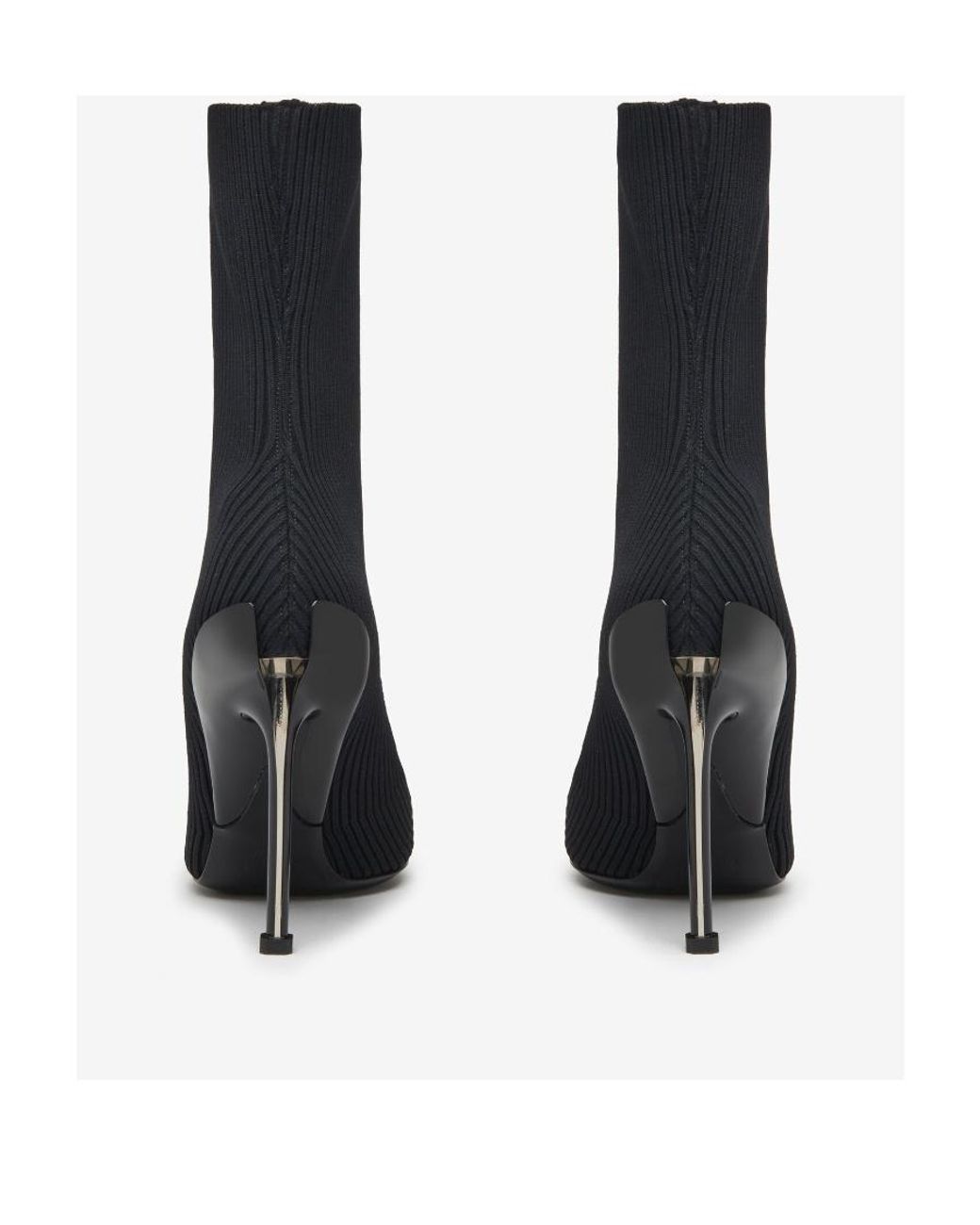 McQueen Black Slash Pointed-Toe Ankle Boots