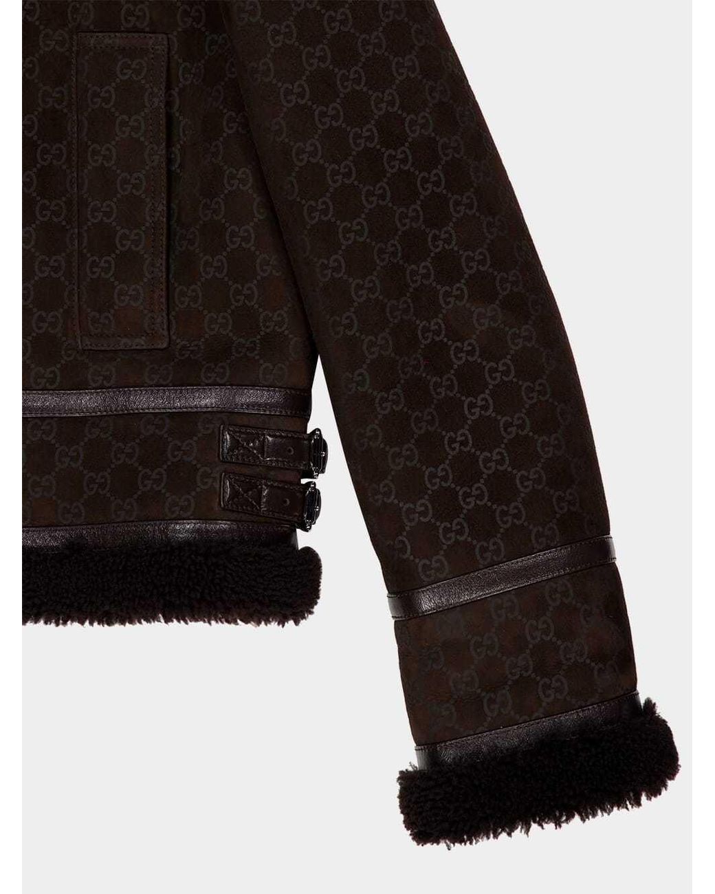 Gucci Black Gg Shearling Jacket