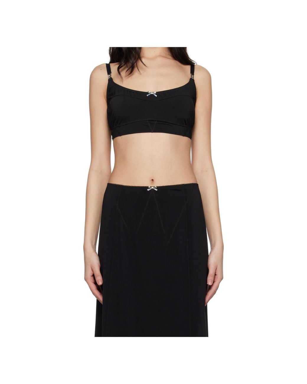Rabanne Black Bow-Embellished Tank Top
