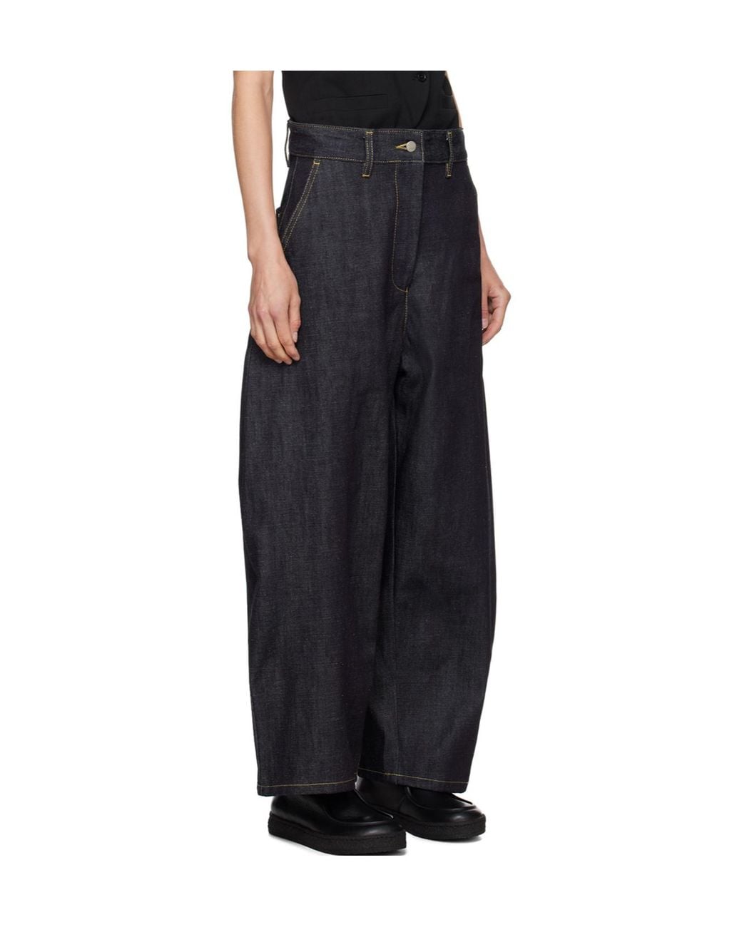 Studio Nicholson Black Chalco Wide-Leg Denim Pants