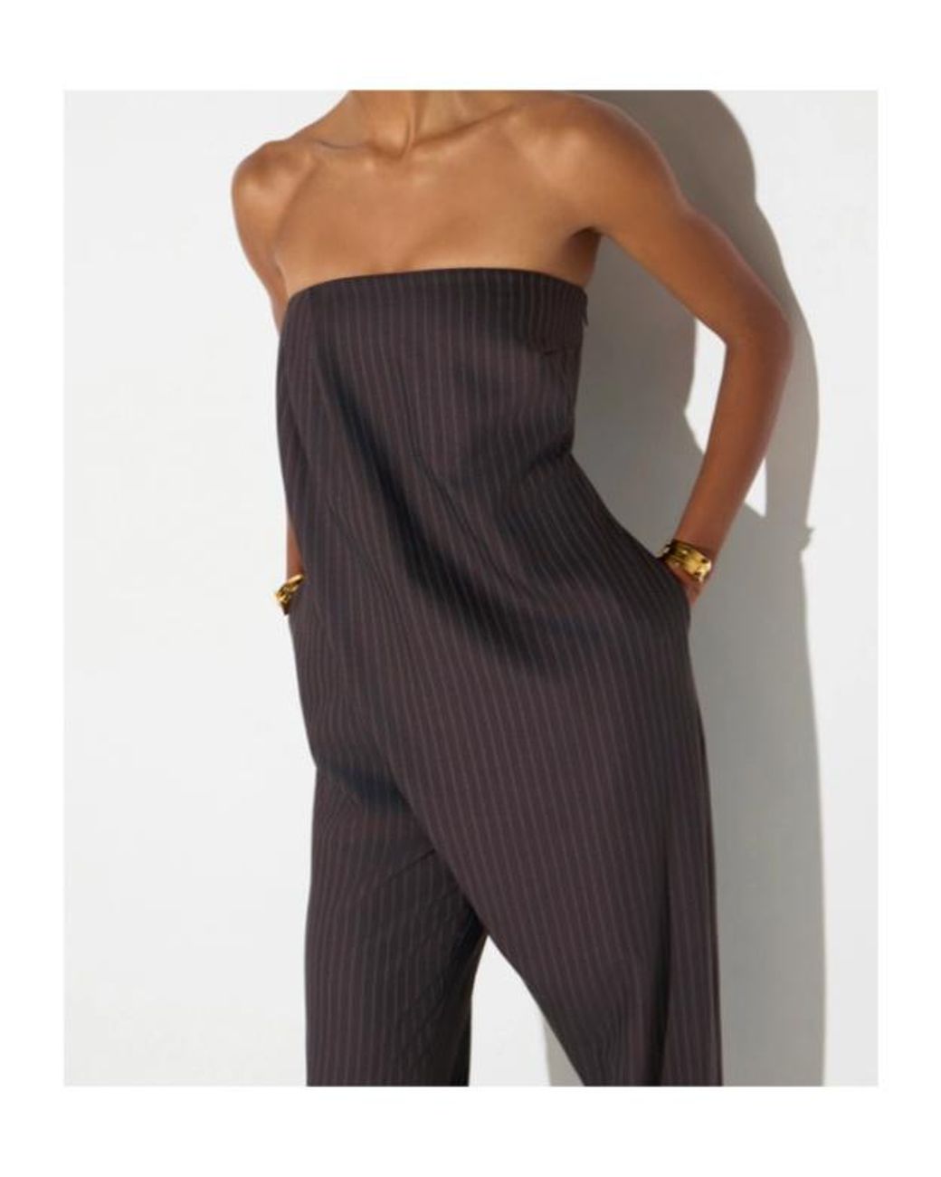 Elisabetta Franchi Multicolor Strapless Pinstripe Jumpsuit