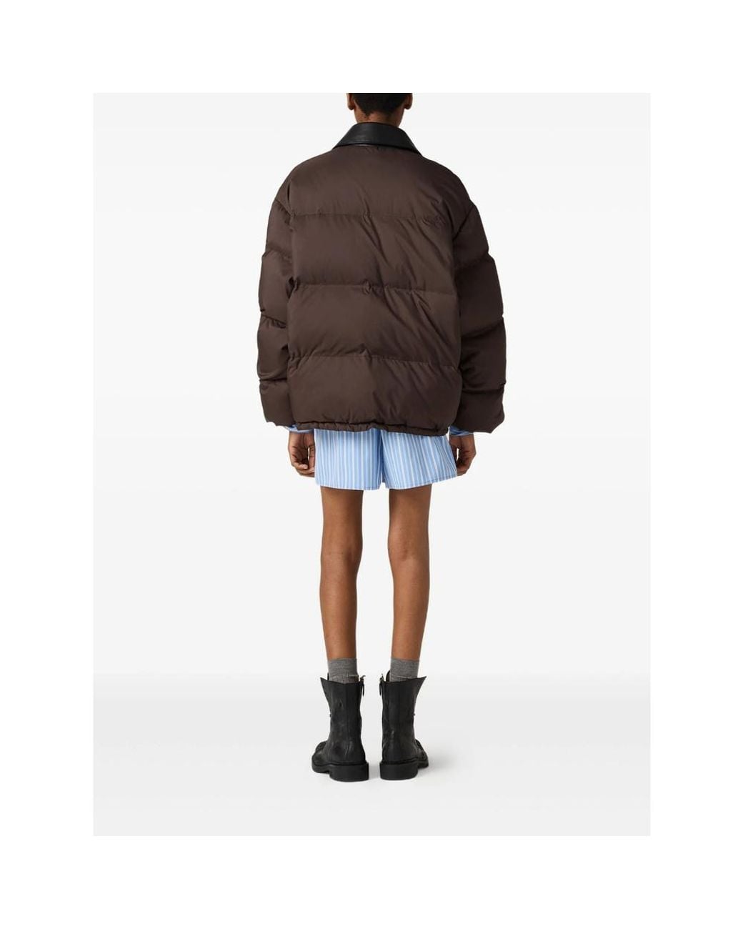 Miu Miu Brown Short Down Jacket In Pongé Tec