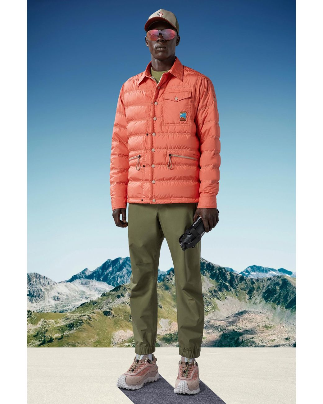 Moncler Orange Grenoble Lavachey Down Shacket for men