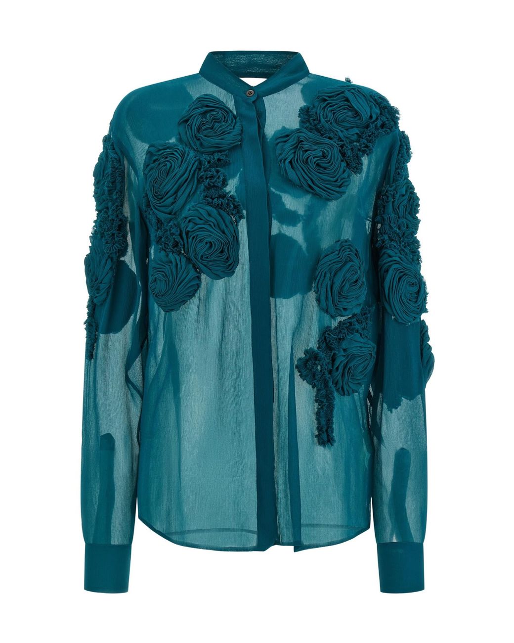 Dries Van Noten Chowsa Sheer Floral Shirt in Green | Lyst UK