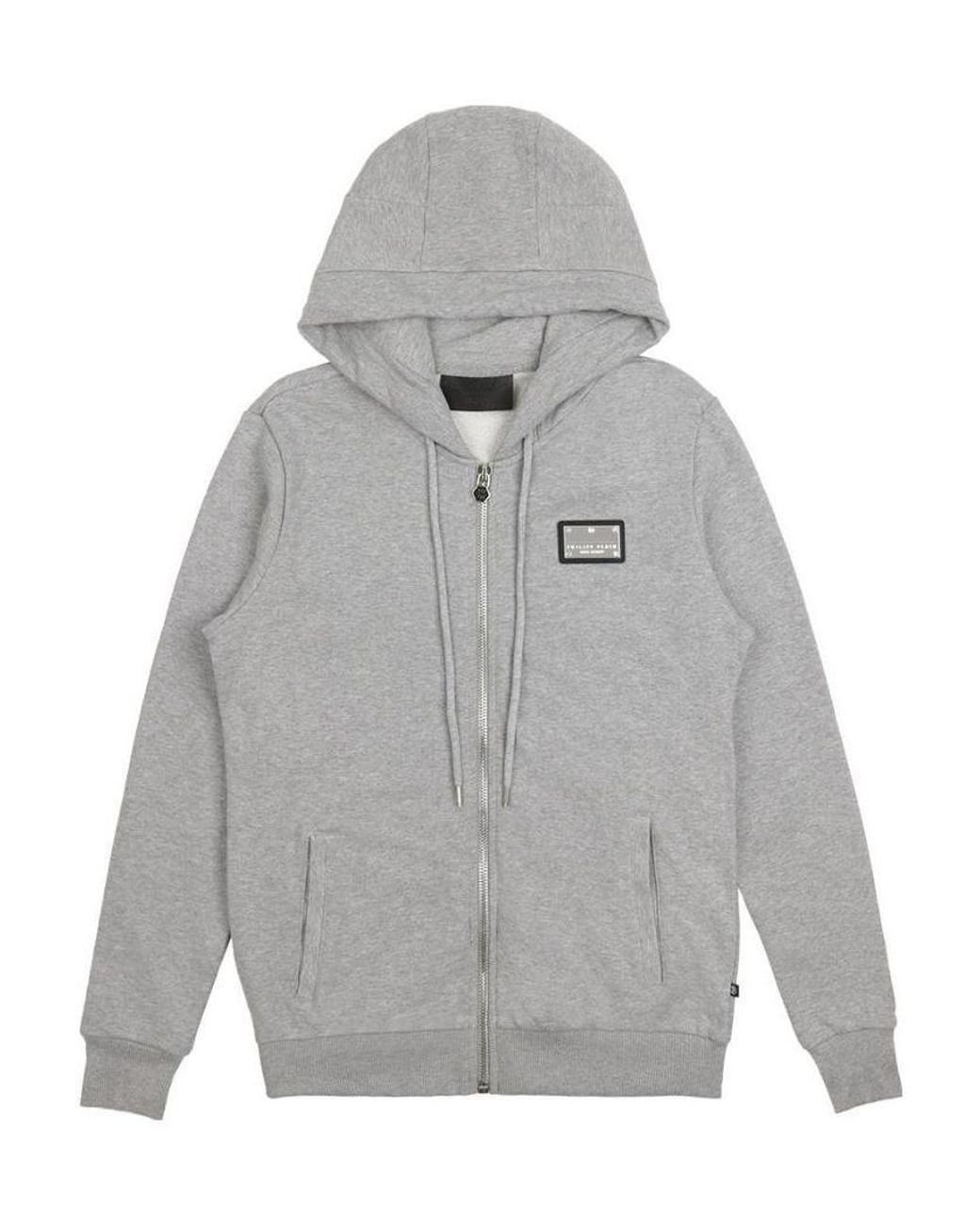 Philipp Plein Gray Skull-Print Hooded Casual Jacket for men
