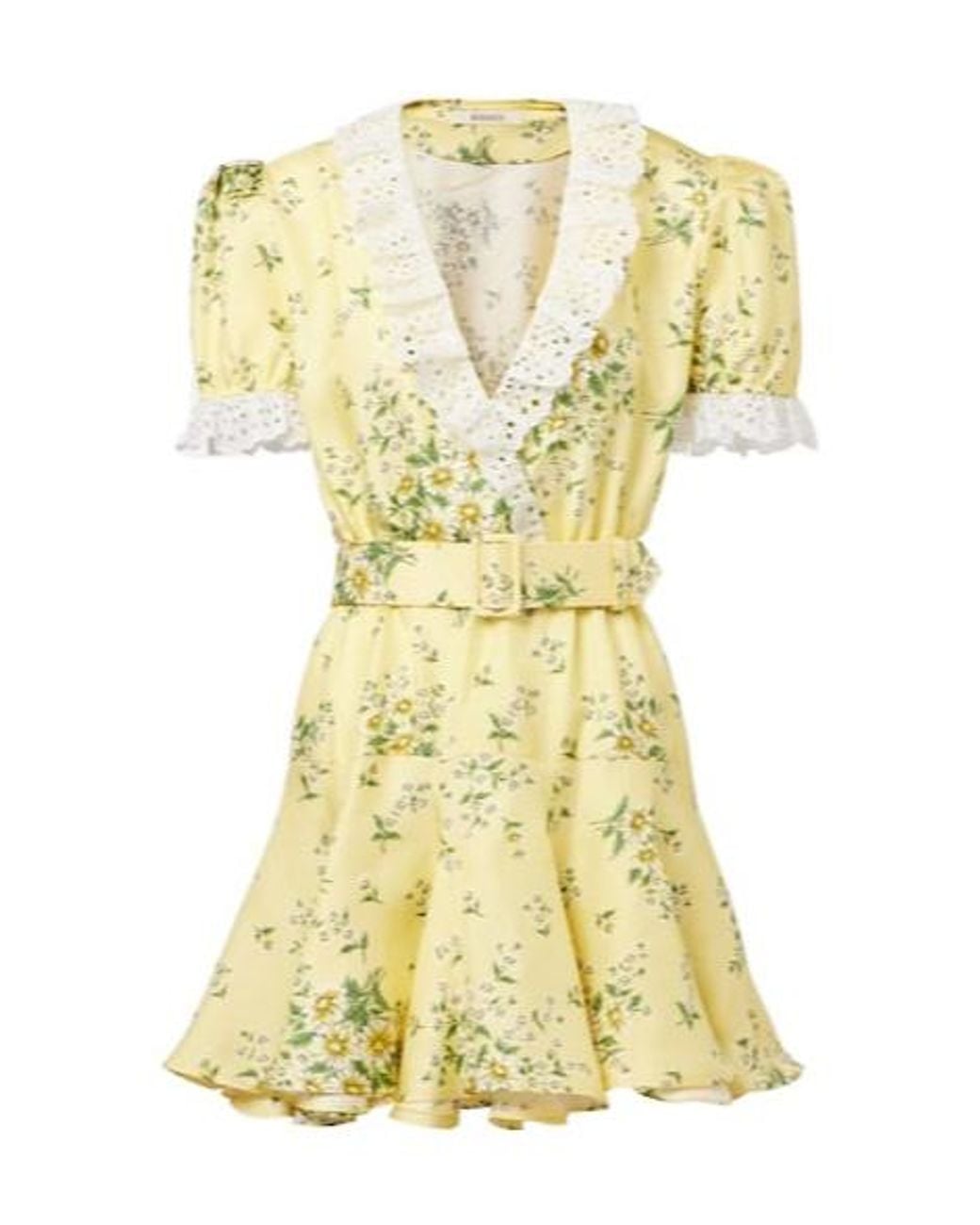 Rodarte Yellow Satin And Broderie Anglaise Minidress