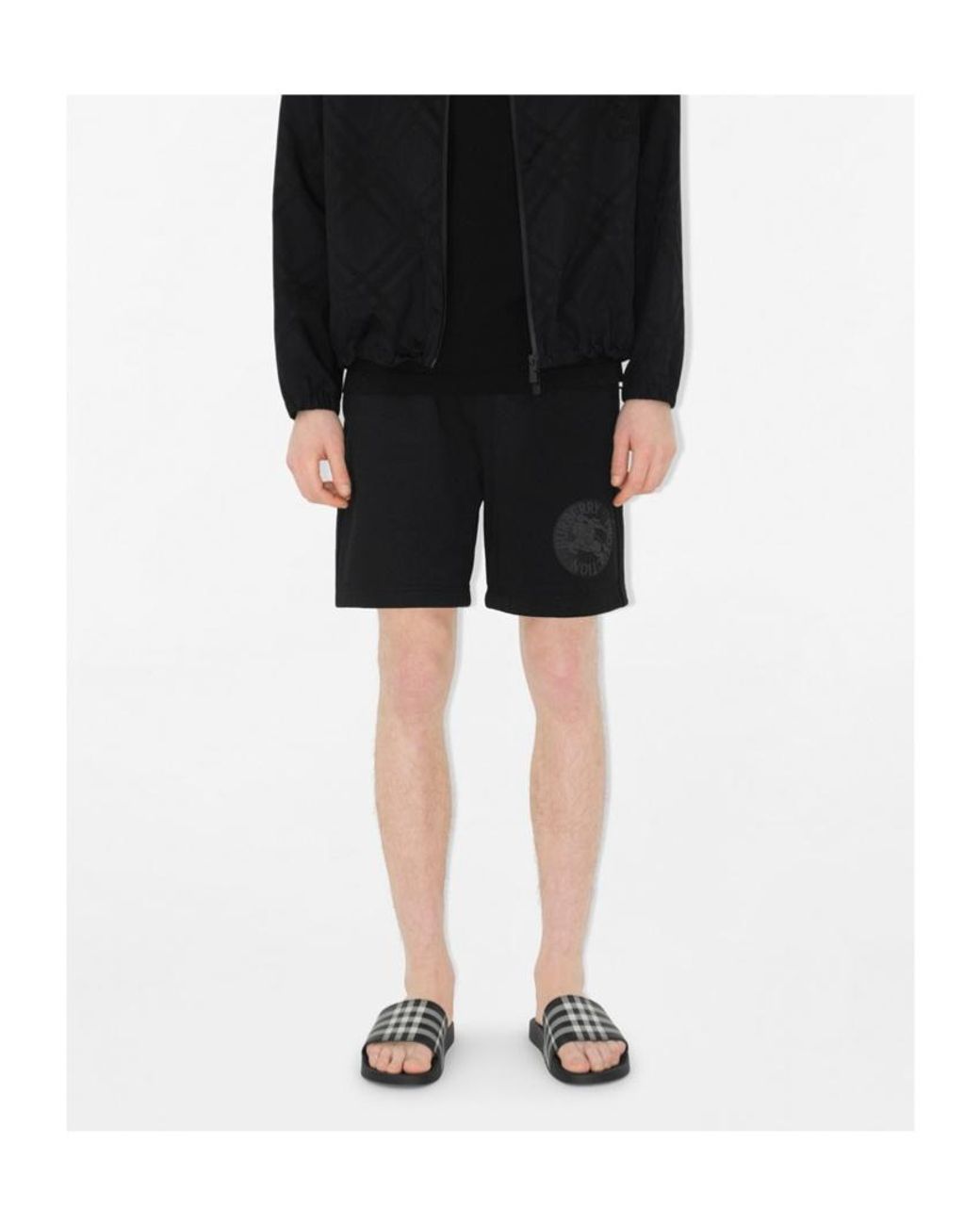 Burberry White Checked Slip-On Slides for men