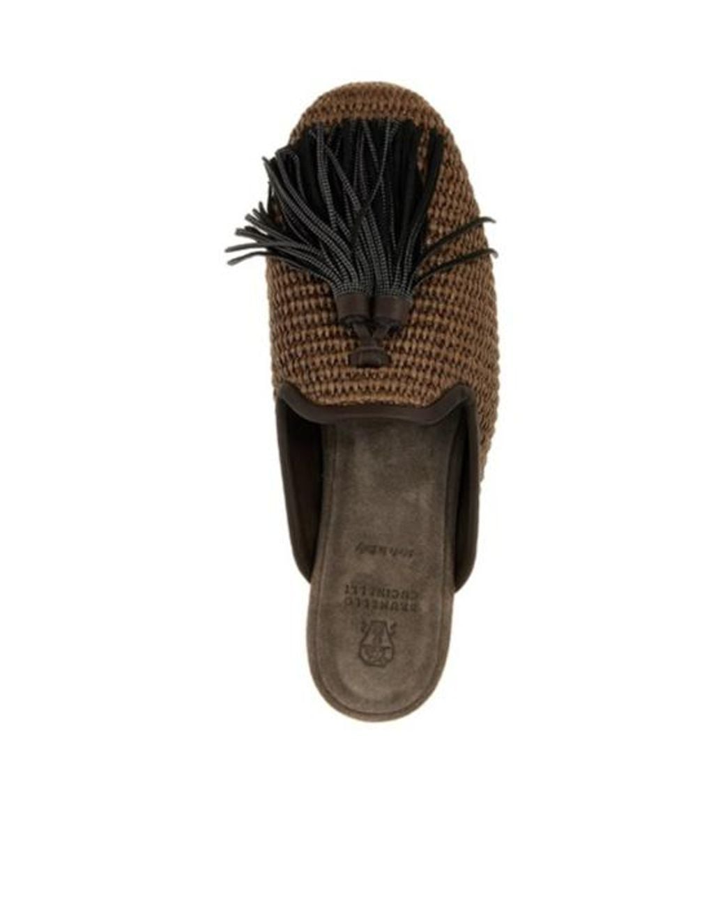 Brunello Cucinelli Brown Embellished Tassel Sabots