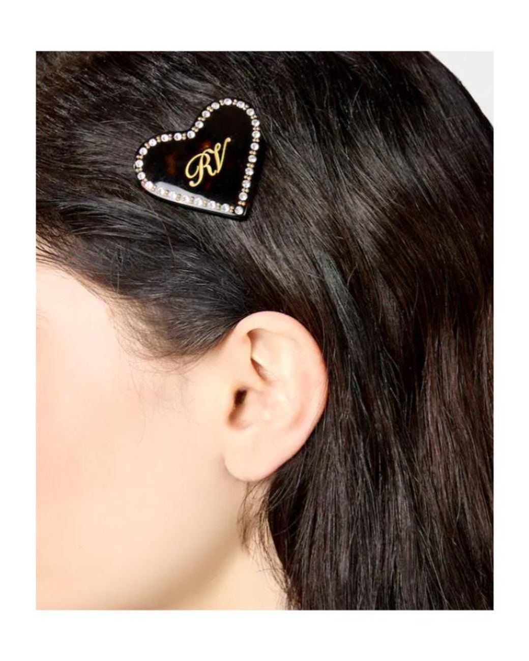 Roger Vivier Black Heart Embellished Hair Clip