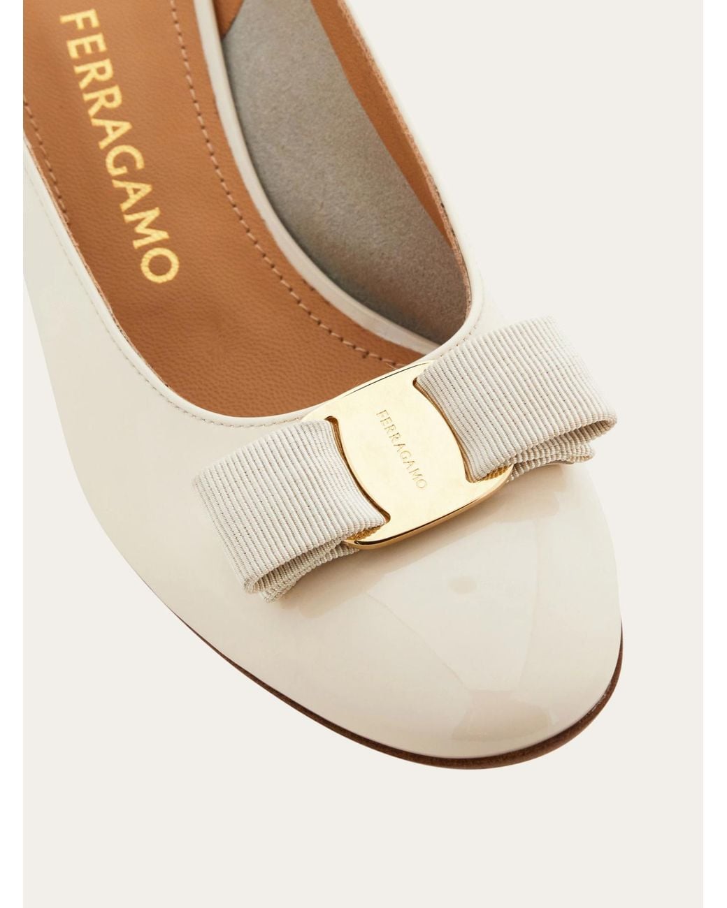 Ferragamo White Vara Bow Slingback Pump