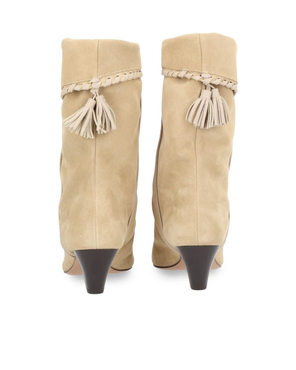 Isabel Marant Natural Dalby Tassel Cone-Heel Boots