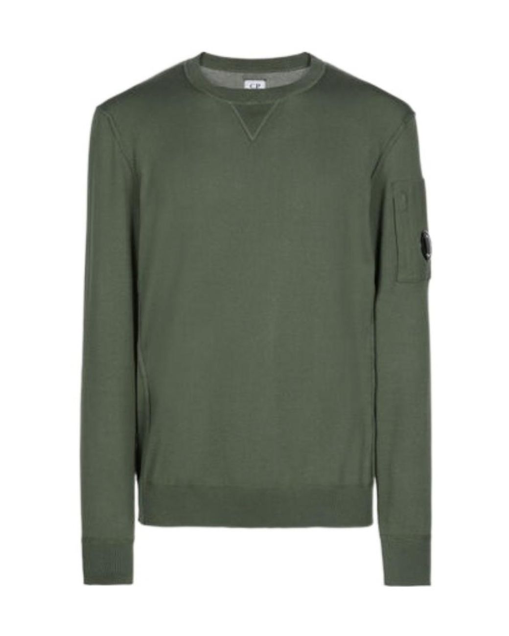 C P Company Green Logo-Patch Cotton Jumper for men