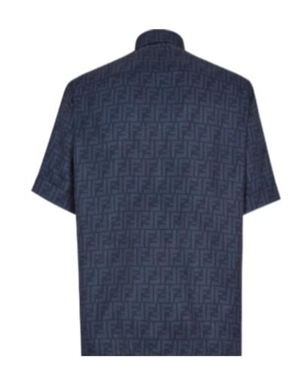 Fendi Blue Allover Logo Printed Buttoned Shirt for men