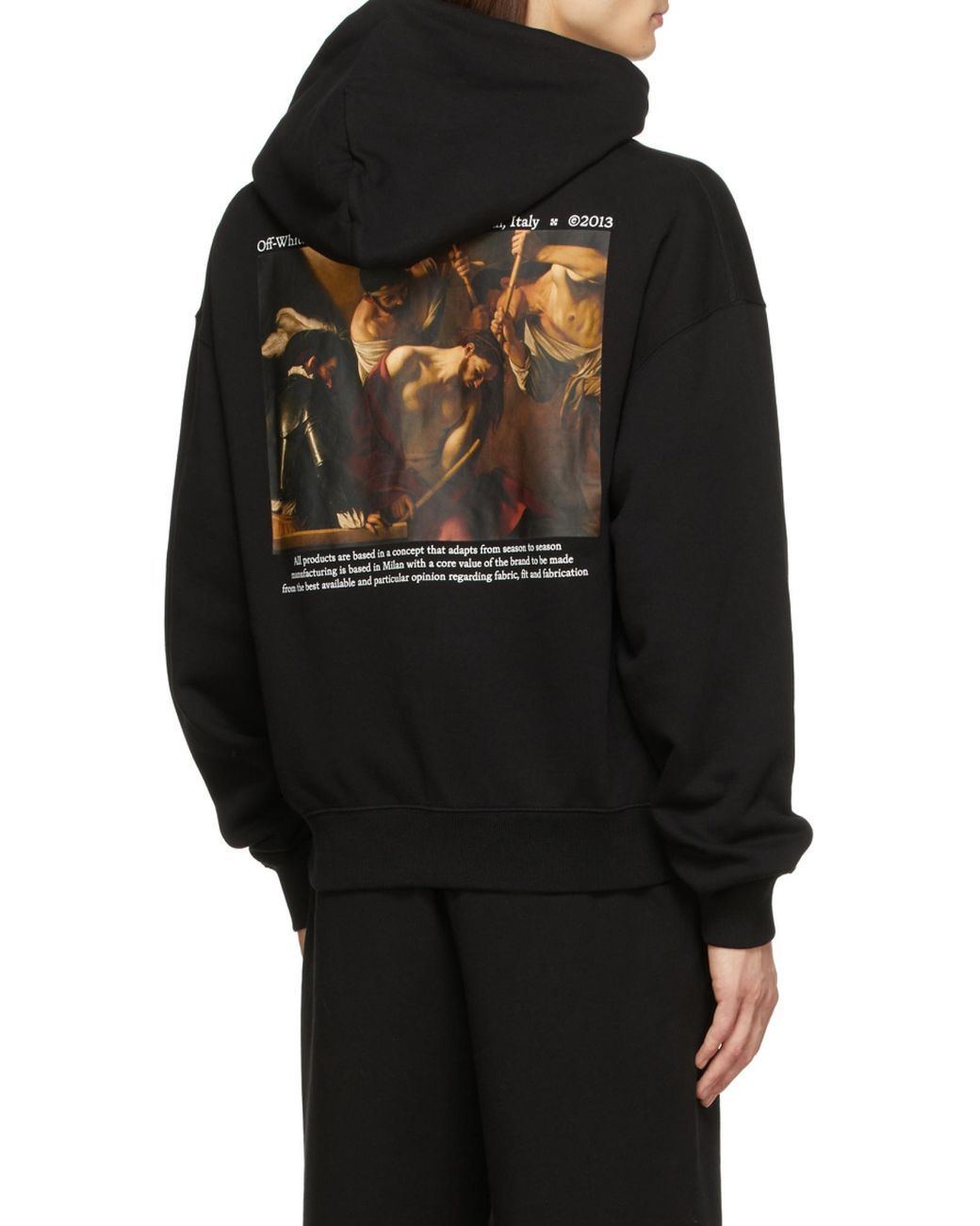 Off-White c/o Virgil Abloh Black Logo Printed Drawstring Hoodie for men