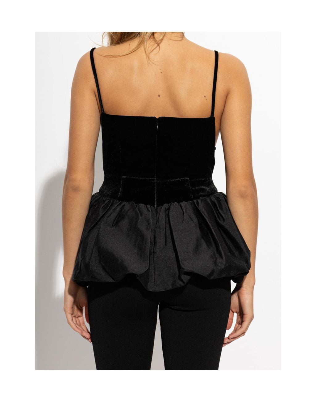 Self-Portrait Black Velvet Peplum Top