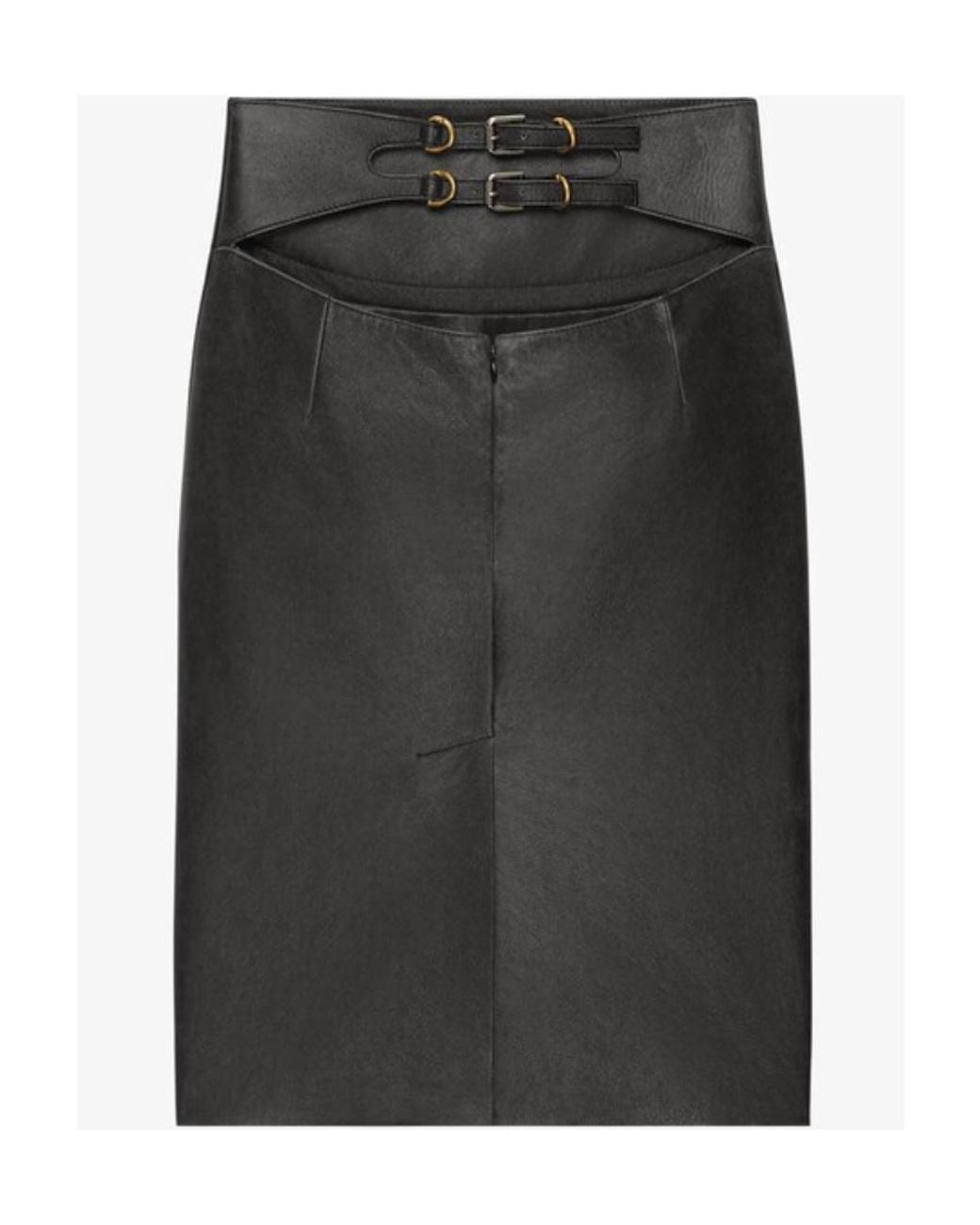 Givenchy Gray High-Waisted Leather Skirt