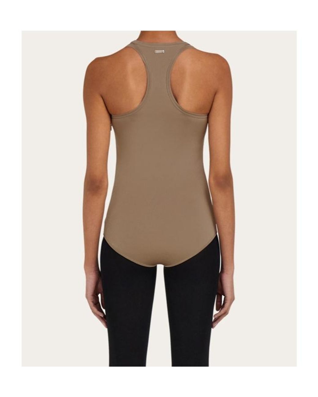 Ferragamo Brown Ferragamo Sleek Racerback Knitted Bodysuit