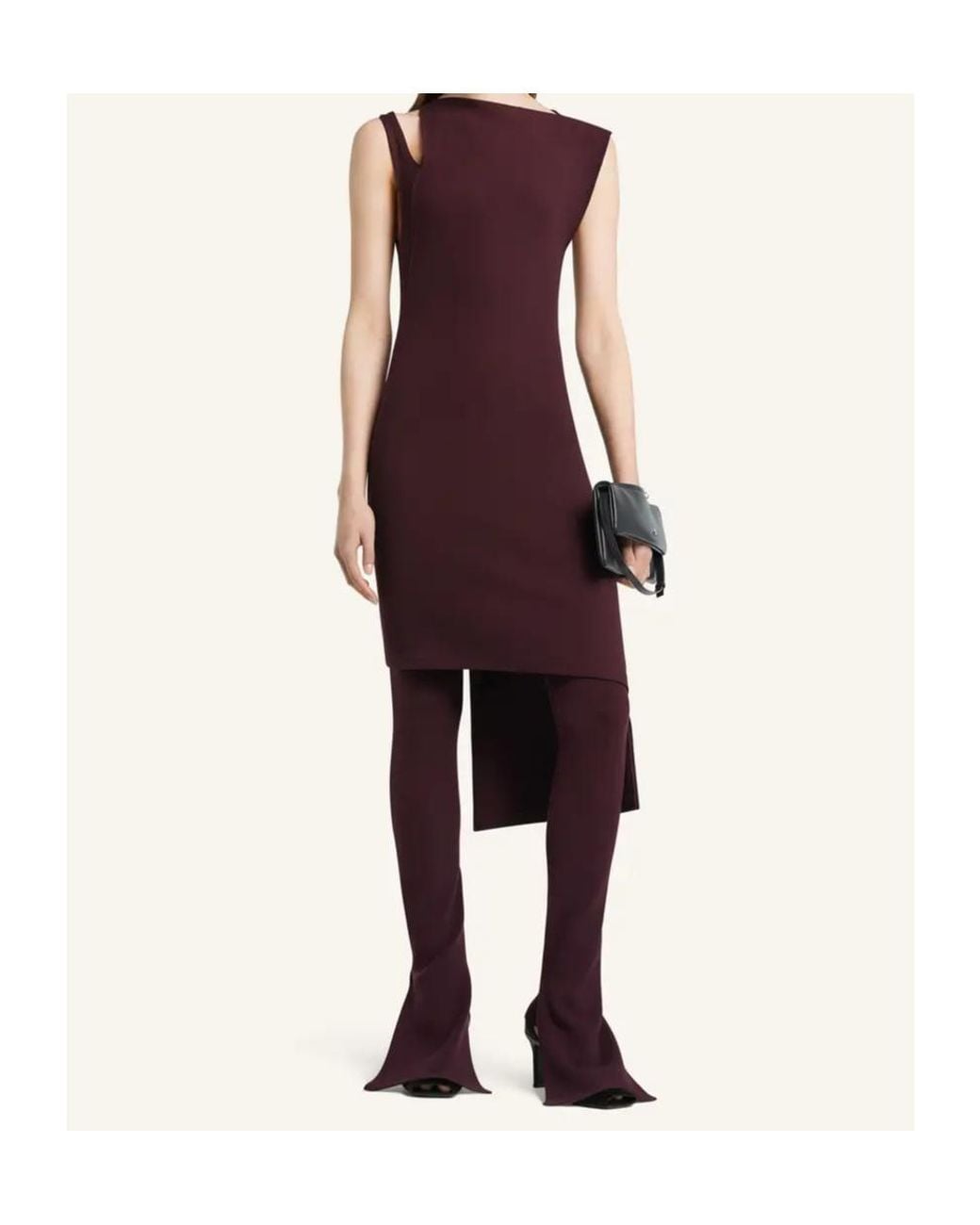 Courreges Red Courrèges Asymmetrical Shoulder Cut-Out Ribbed Midi Dress