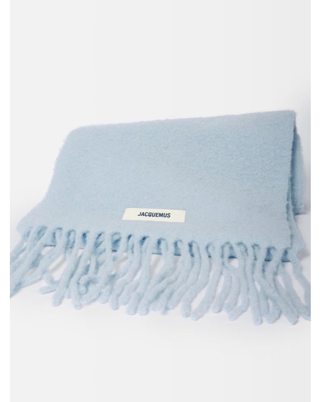 Jacquemus Blue Logo Patch Fringed Scarf