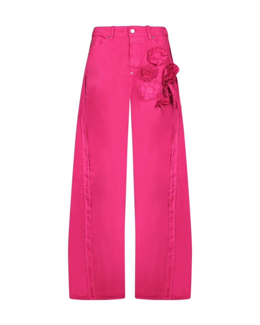 DSquared² Pink Appliquéd Wide-Leg Pants