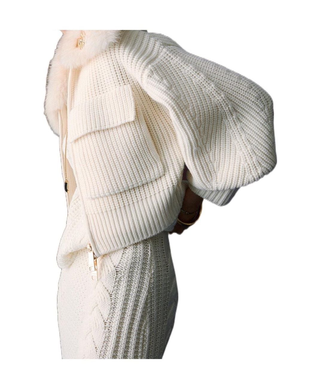 Liu Jo White Wool Bomber Jacket