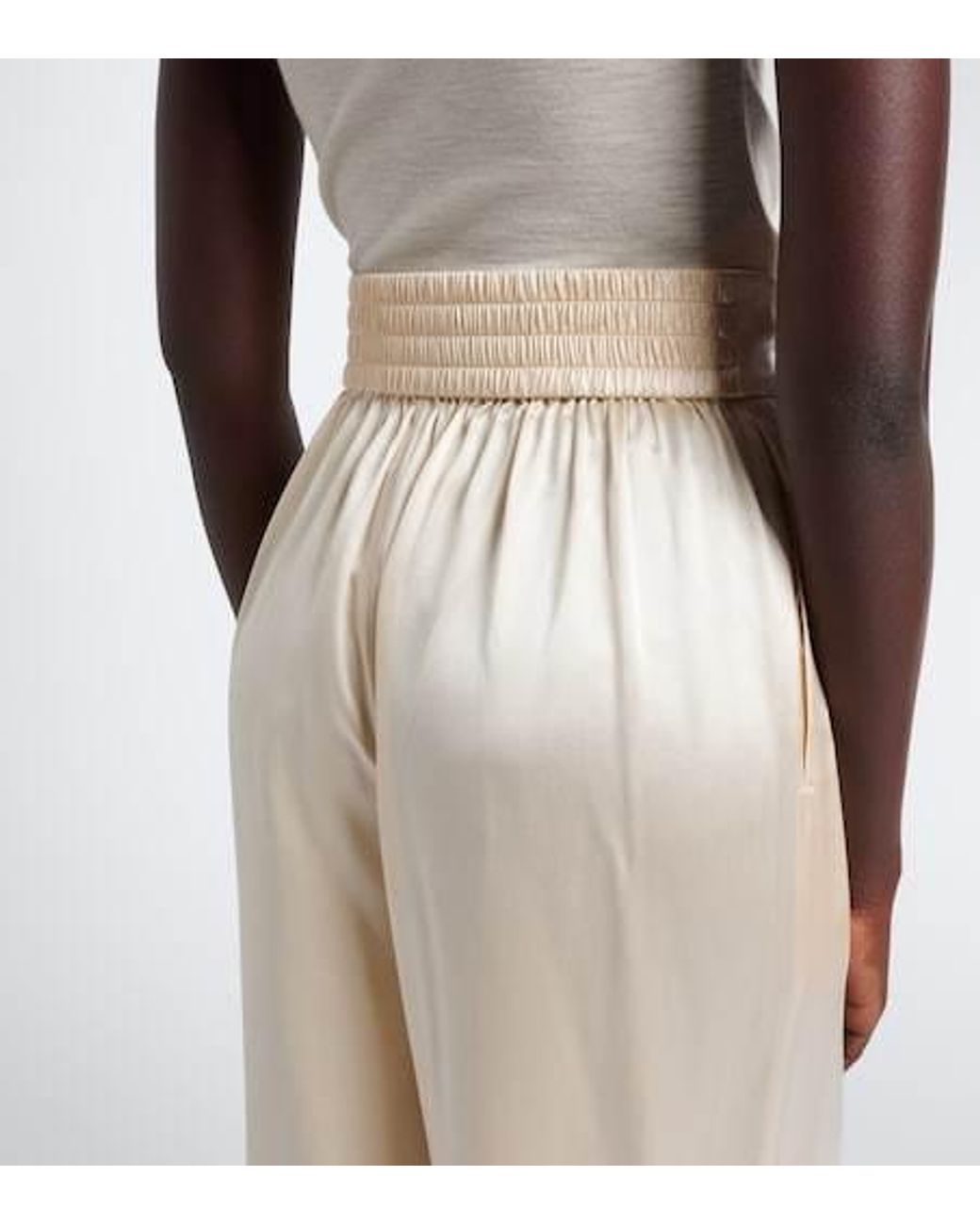 Joseph White Dijon Silk Satin Wide-Leg Pants