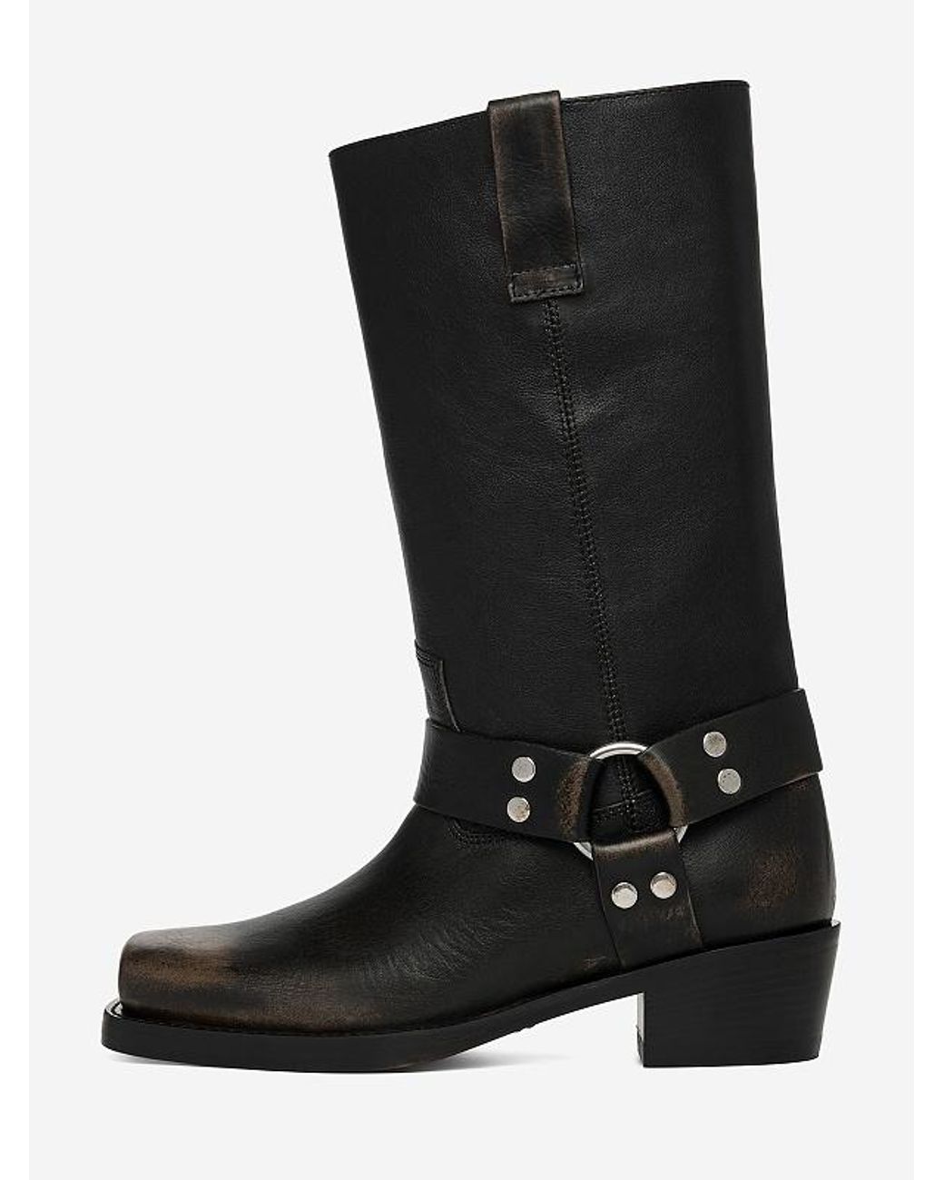 Paris Texas Black Faded-Effect Harness Boots
