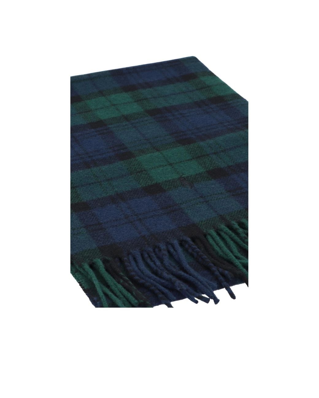 Polo Ralph Lauren Blue Fringed Edge Checked Scarf for men
