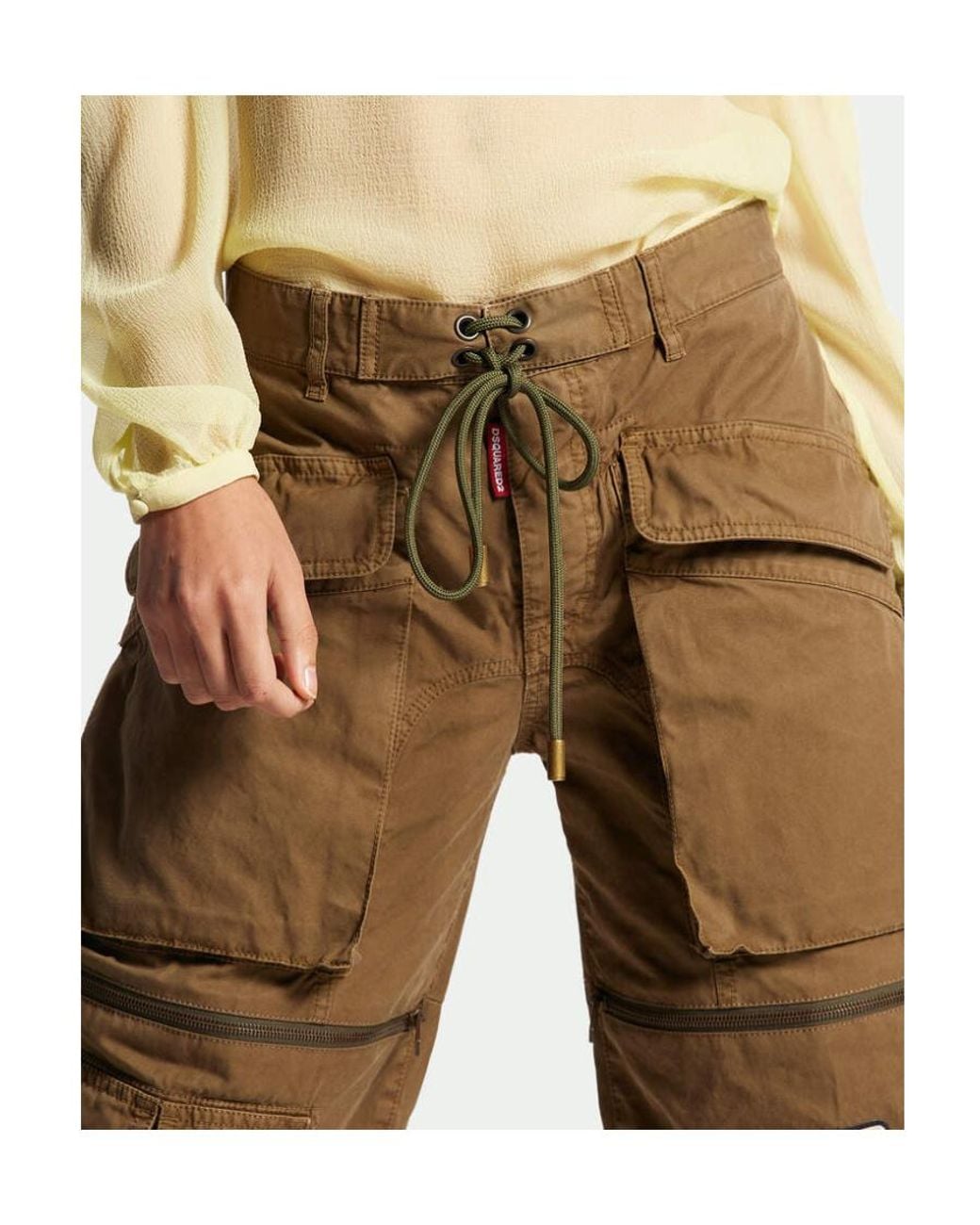 DSquared² Green Patch-Detailed Tapered Drawstring Cargo Trousers