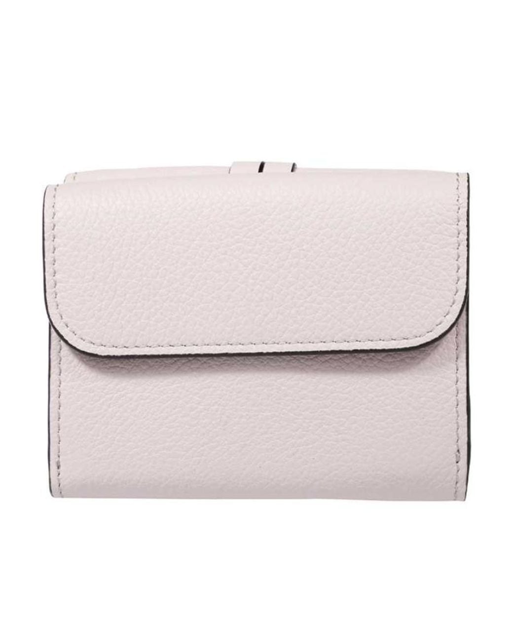 Chloé White Chloé Logo Plaque Tri-Fold Wallet