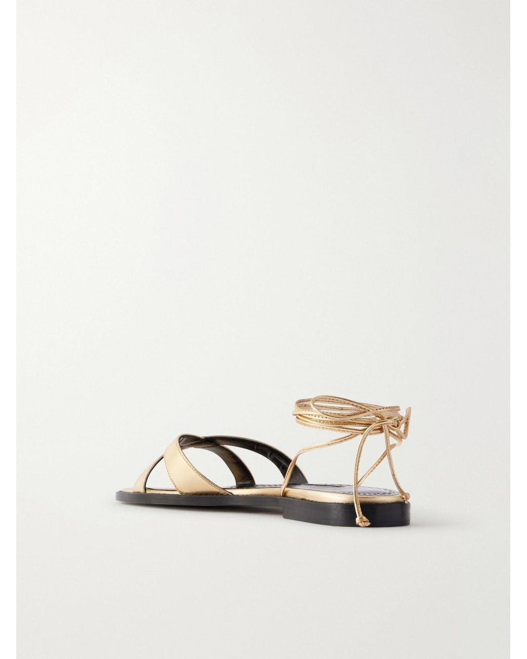 Manolo Blahnik White Metallic Flat Sandals