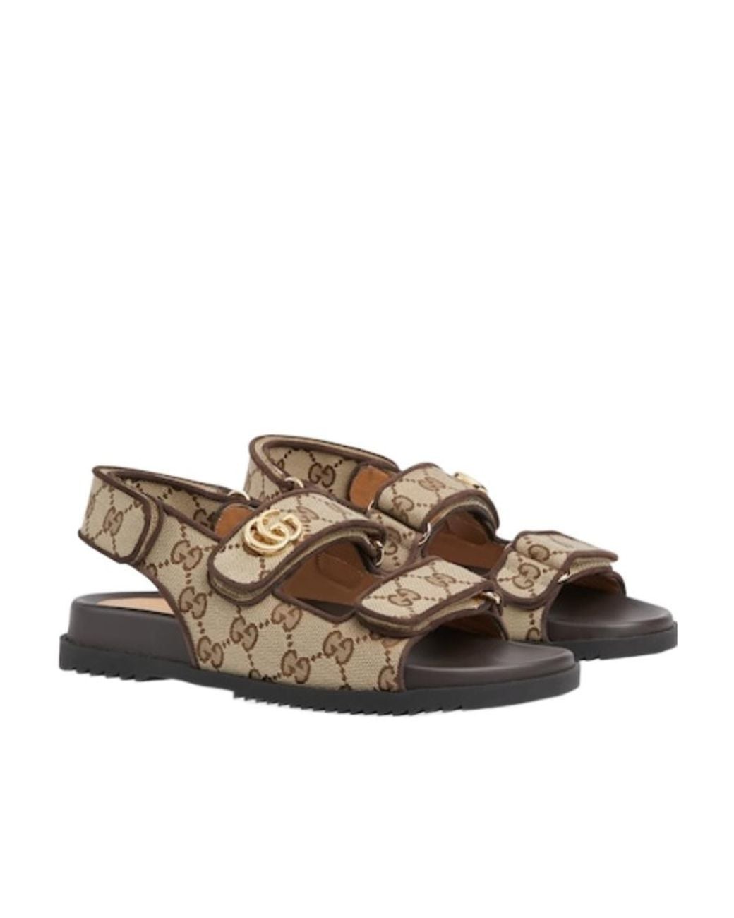 Gucci Brown Gg Canvas & Leather Sandal