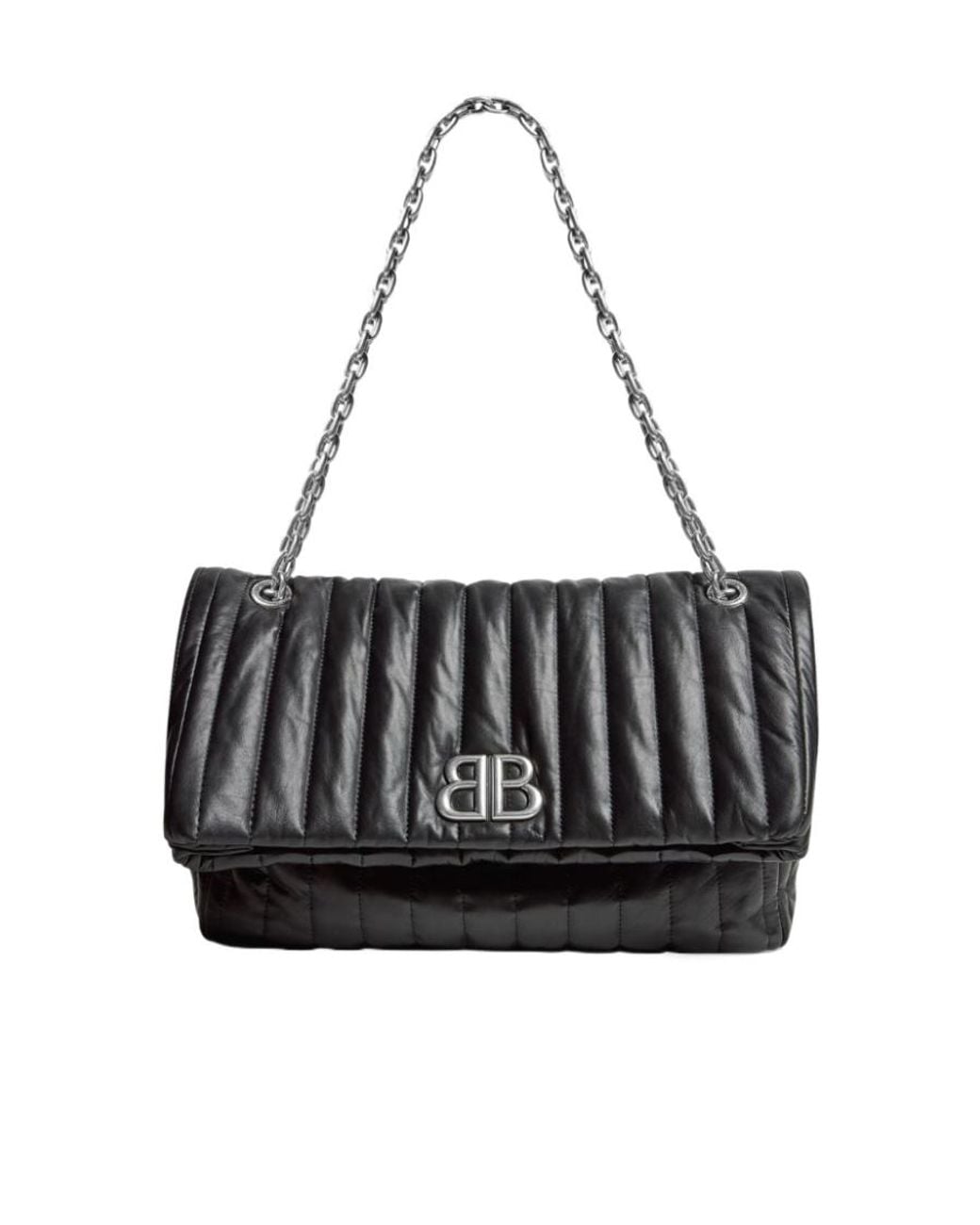 Balenciaga Black Monaco Medium Quilted Chain Shoulder Bag
